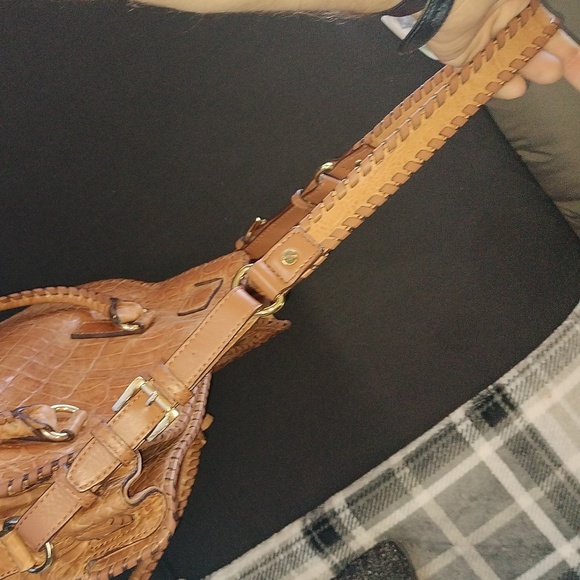 RARE Michael by Michael Kors brown crock embossed leather Hamilton satchel - Picture 6 of 15